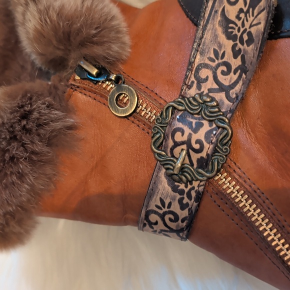 Finesse Brown Fur-Trimmed Heeled Boots - Picture 7 of 10